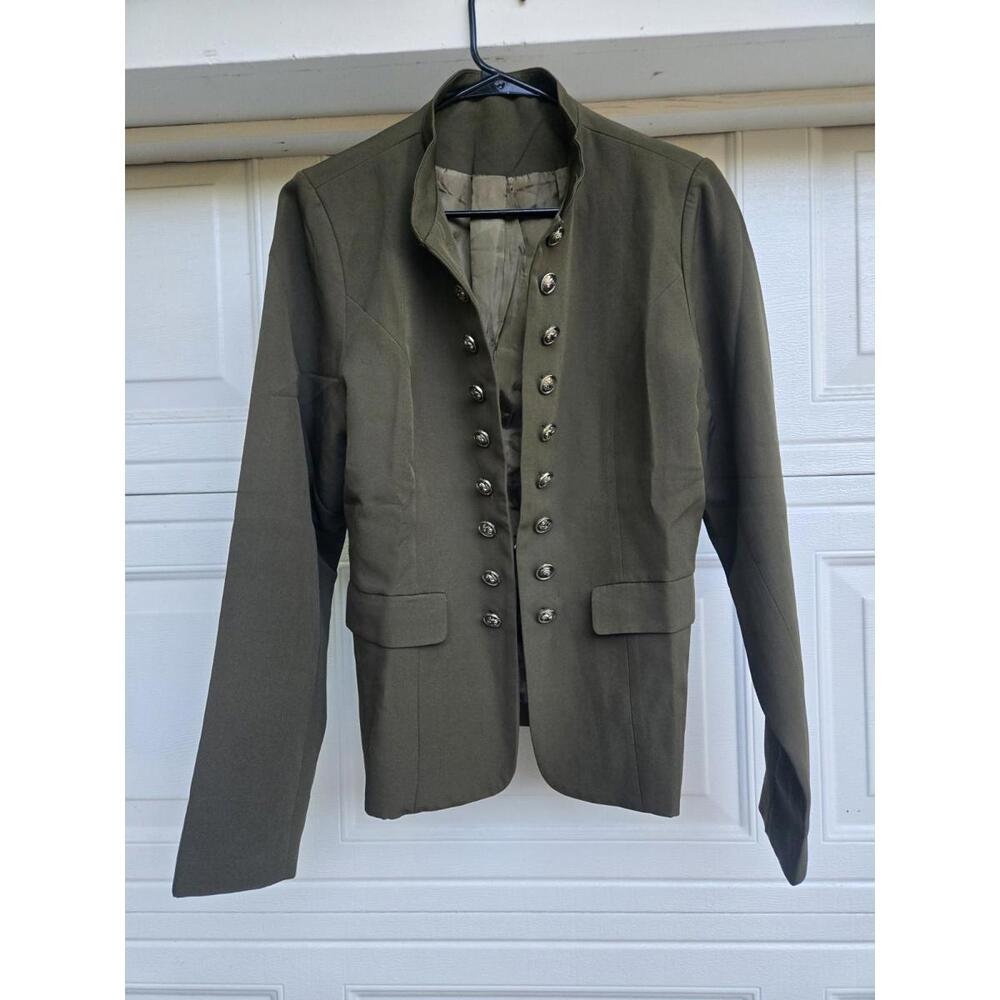 Unbranded Women Green Military Style Double Button Blazer L